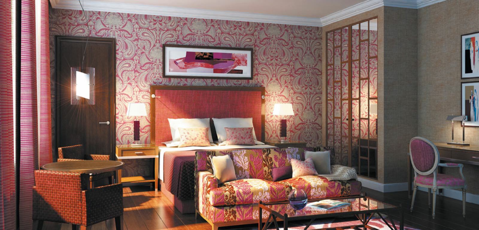 The Roseate Reading Hotel Exterior foto Wallpaper in a bedroom